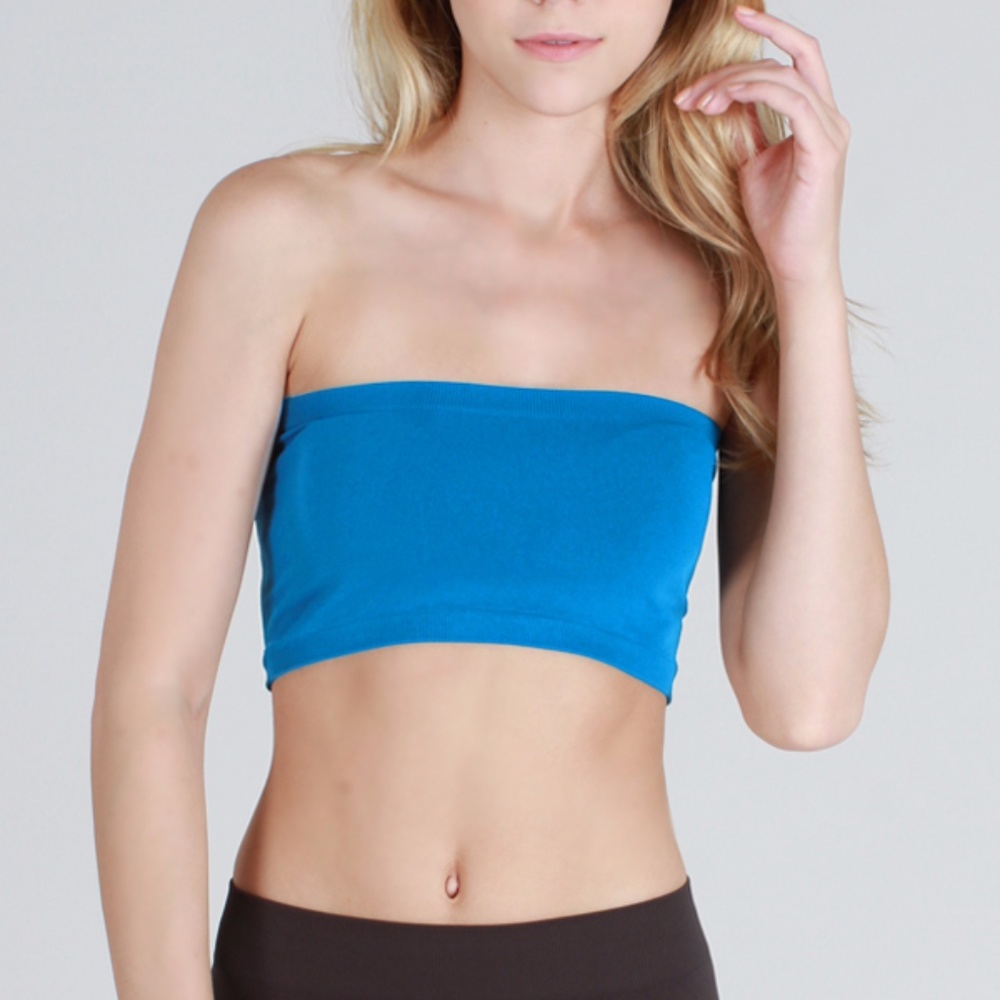 Solid Bandeau Top in Wet Sky Blue